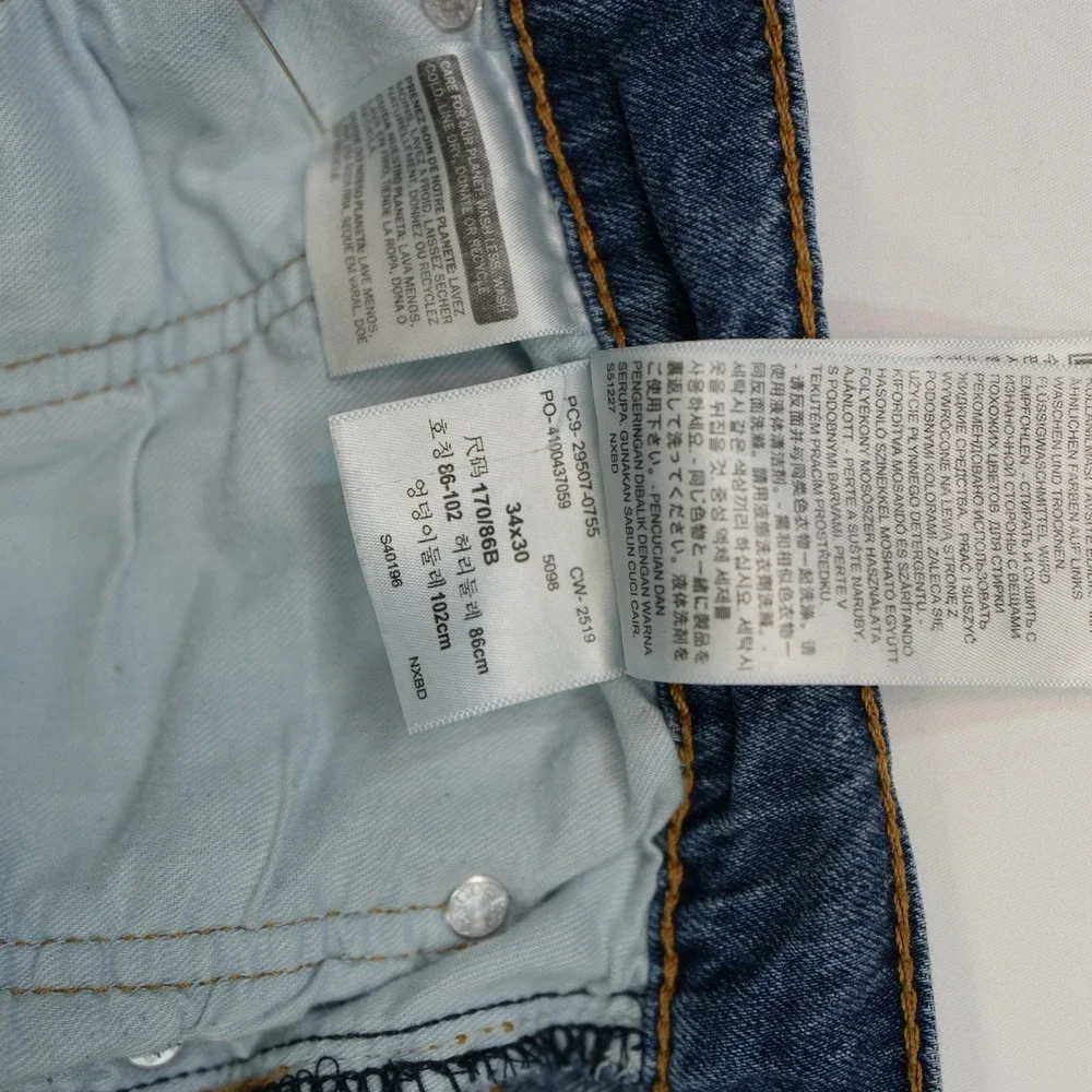 Levis 502 34X30 (35X28) Mens Thigh Distressed Straight Jeans Casual Ripped Pants